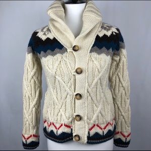 🟣Zara chunky knit fair isle toggle